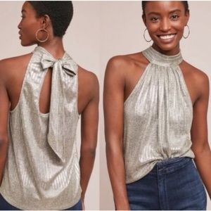 Women’s Anthropology Maeve Platnium Tie-back Halter Top size XS